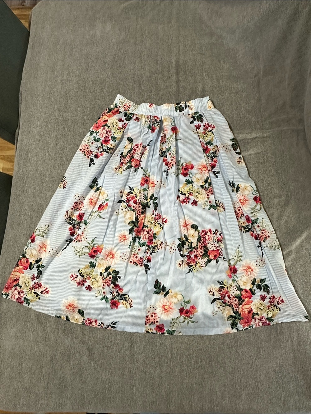 Tommy Hilfiger Light Blue Floral A-Line Skirt